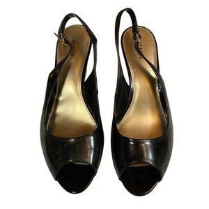 Nine West Women's Shoes Wedge Heels Black Gold-tone Size 10M
